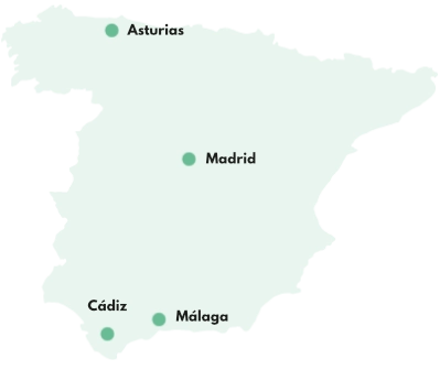 Mapa de sedes de Ecoherencia en España